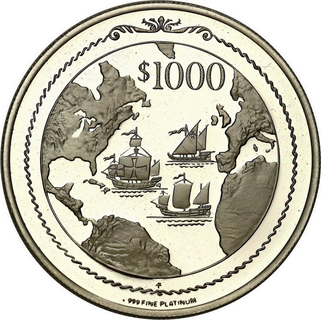 Wyspy Dziewicze. 1000 dolarów 1992 - PLATYNA